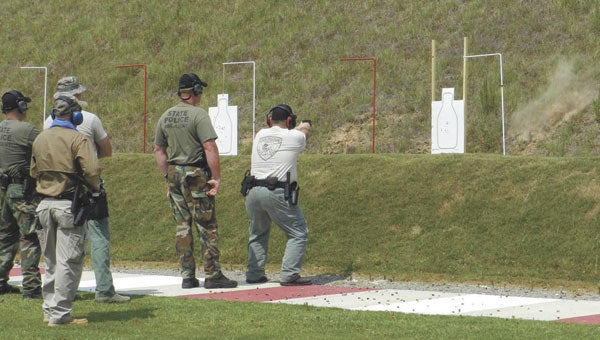 Officers train with live ammo in this file photo taken at Andalusia’s law enforcement training facility.