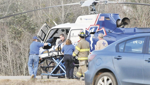 One person was airlifted from the scene of a Hwy. 84 wreck in Opp yesterday.