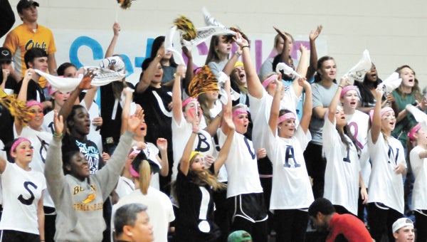 A good portion of the Opp High School student body showed out for the Lady Bobcats area tournament championship Monday night. After every point, the crowd would go nuts. | Andrew Garner/Star-News