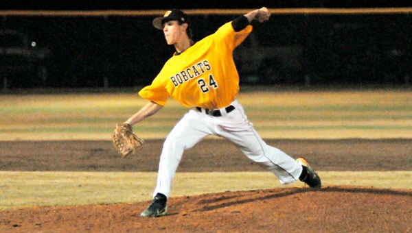 Opp's Colt Harrell pitches during the third inning earlier tonight. | Andrew Garner/Star-News