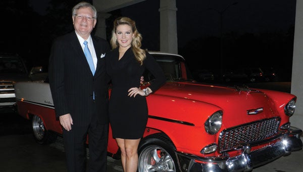 Mayor Earl Johnson drove Miss America 2013 Mallory Hagan to the Little Black Dress event in this 1955 Chevy.