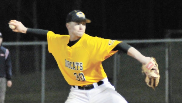 Opp's Walker Messer went five innings and gave up three hits and one run to earn the win on the mound during a chilly and windy evening. | Andrew Garner/Star-News