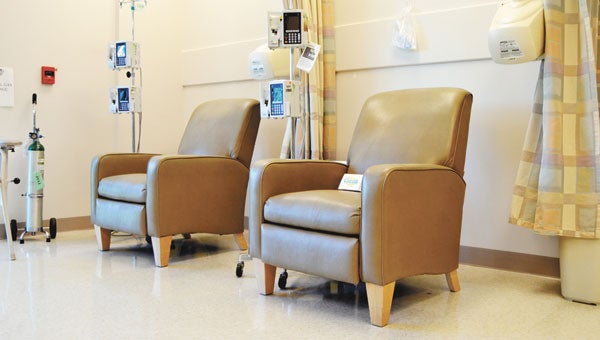 Shown are the current chairs at Sacred Heart Cancer Center. 