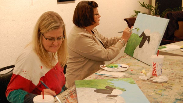 Suzanne Boyington and Cindy Colquett participated in the last week’s LAAC paint party.  Brittany DeLong/Star-News
