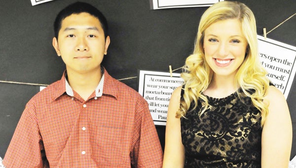 Shown are Red Level valedictorian and salutatorian Morgan Odom and Phu Do. |     Andrew Garner/Star-News