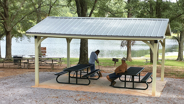 Shown is the finished pavilion at Frank Jackson State Park. 