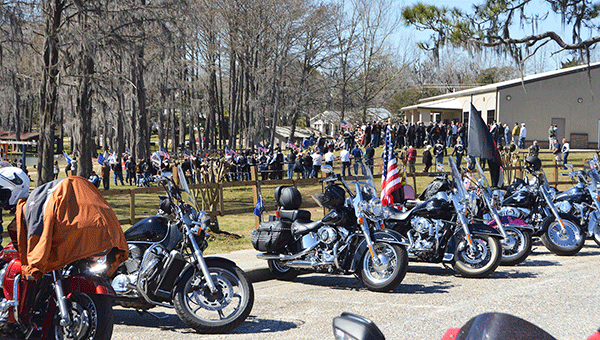 Members of the Alabama Patriot Guard riders traveled from across the state to attend the service. 