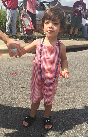 Hannon Hatchett, visiting Andalusia from New York City, got into the spirit of the parade.
