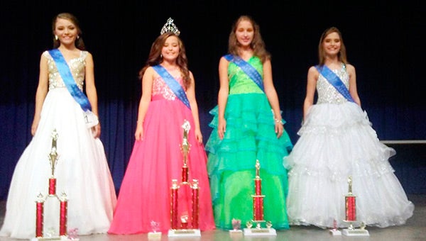 2016 Miss Preteen Covington County Fair  Shown from left are first runner up Bailey Nicole Carter, Queen Ivy Cate Youngblood, second runner up Gretchen Rae Varner, and third runner up Robin Haley Correro.  Courtesy photo